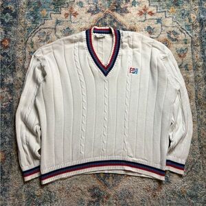Vintage Pepsi Cable Knit V-Neck Sweater Size XXL